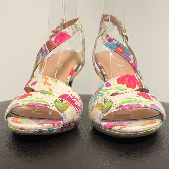 Naturalizer Impulse Floral Open Toe 3.25 Inch Heels Cream Red Pink 8N 8 Narrow - Picture 5 of 13